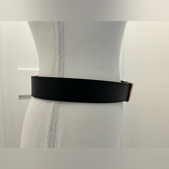 J Crew Double buckle belt in Italian leather Black Small shiny gold hardware - Picture 10 of 13